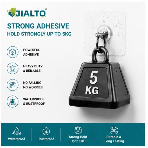 JIALTO Wall Hooks for Hanging Strong, Adhesive Hooks for Wall Heavy Duty, Wall hangings, Kitchen Accessories Items, Sticky Photo Frame Hangers (Pack of 20, Nail Hook)