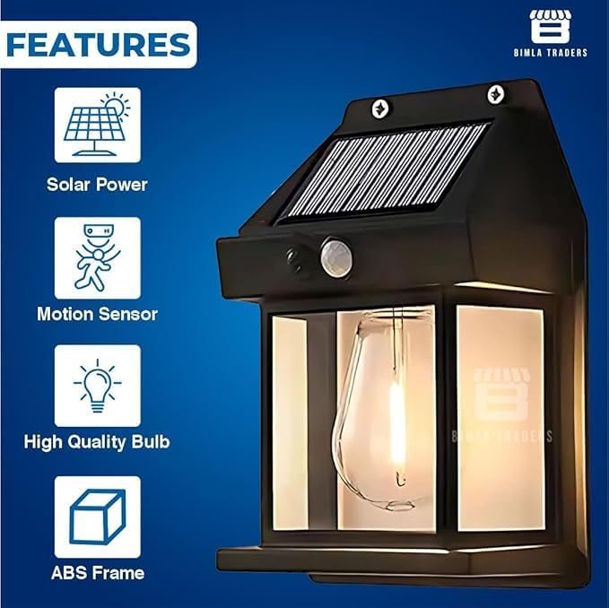 Btag Sun-Powered Wall Light Outdoor with Motion Sensor – Waterproof Exterior LED Sconce Lamp, Auto Charging Security Light for Porch, Patio, Garden, Pathway & Yard Lighting. PO1 (SL002_Warm Yellow)