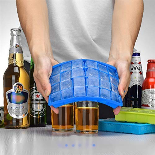 Clazkit Silicone Ice Cube Trays 2 Pcs Square Pop Up Ice Cube Mold Trays with 24 Cavities for Freezer with Easy Release Flexible, Stackable Whiskey Bar Ice Cube Moulds (Multicolor)