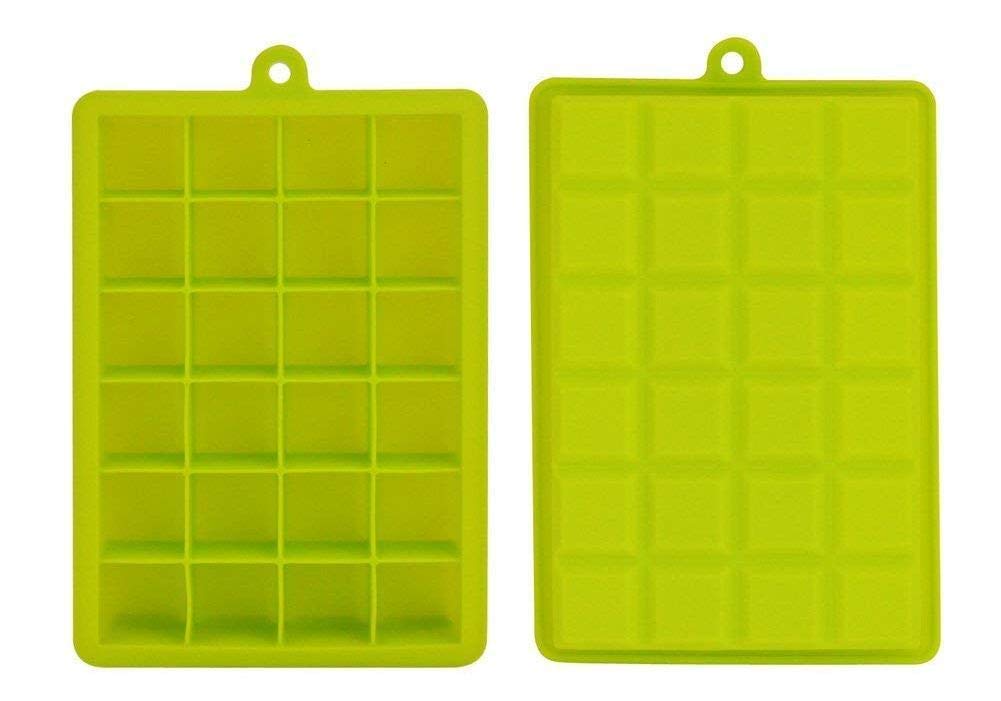 Clazkit Silicone Ice Cube Trays 2 Pcs Square Pop Up Ice Cube Mold Trays with 24 Cavities for Freezer with Easy Release Flexible, Stackable Whiskey Bar Ice Cube Moulds (Multicolor)