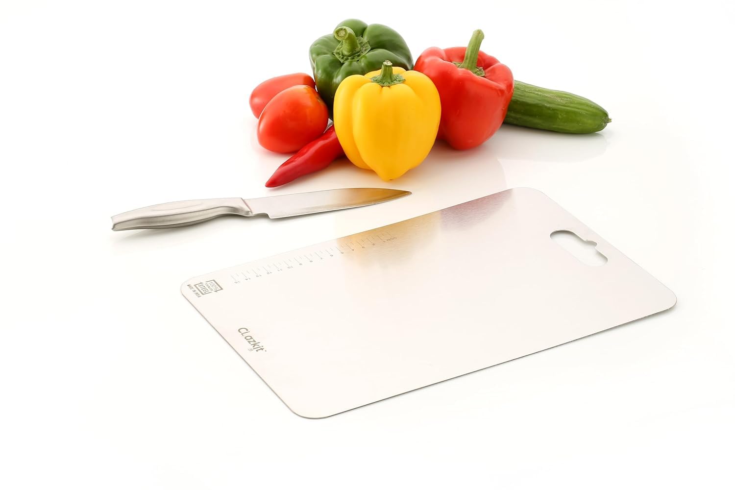 Clazkit Stainless Steel Chopping Board Vegetable,Fruit Cutting, Kneeding, Cake Prep, Heavy Duty Chopping-Board (Size 31.8CM X 21CM)