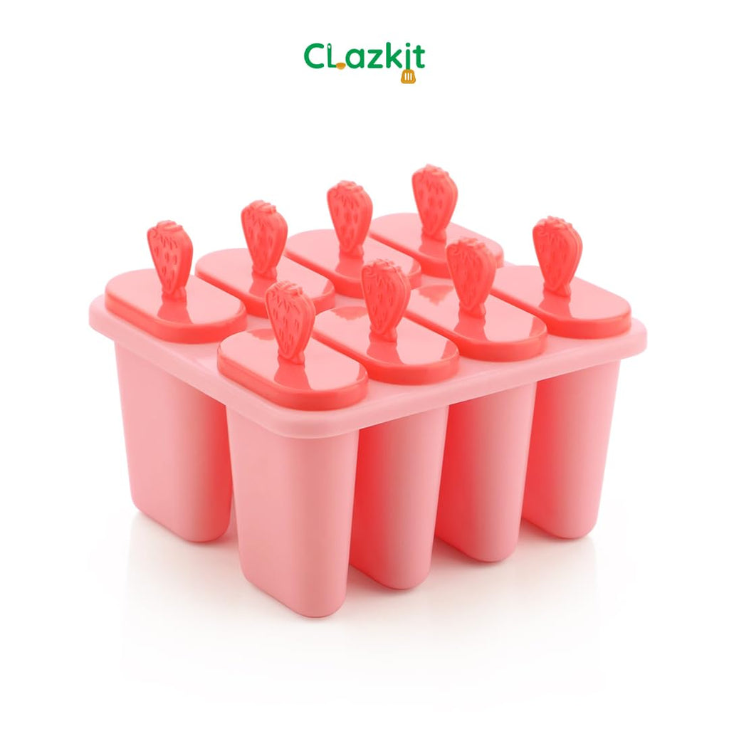 Clazkit Set of 6 Plastic Reusable Ice Pop Makers, Homemade Popsicle/Frozen Ice Cream/Kulfi Candy for Children & Adults - Multicolor, 11.4 x 11.9 x 14.1 cm