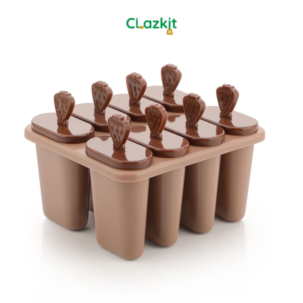 Clazkit Set of 6 Plastic Reusable Ice Pop Makers, Homemade Popsicle/Frozen Ice Cream/Kulfi Candy for Children & Adults - Multicolor, 11.4 x 11.9 x 14.1 cm
