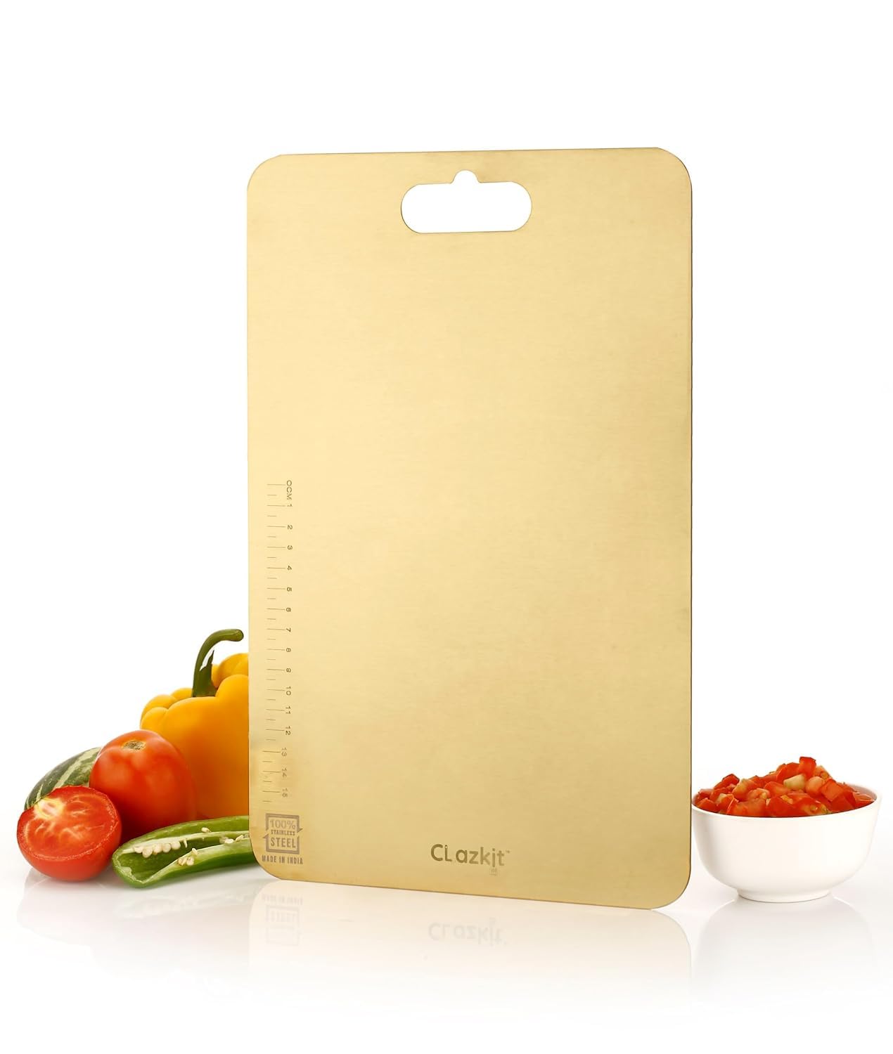 Clazkit Stainless Steel Chopping Board Vegetable,Fruit Cutting, Kneeding, Cake Prep, Heavy Duty Chopping-Board (Size 31.8CM X 21CM)