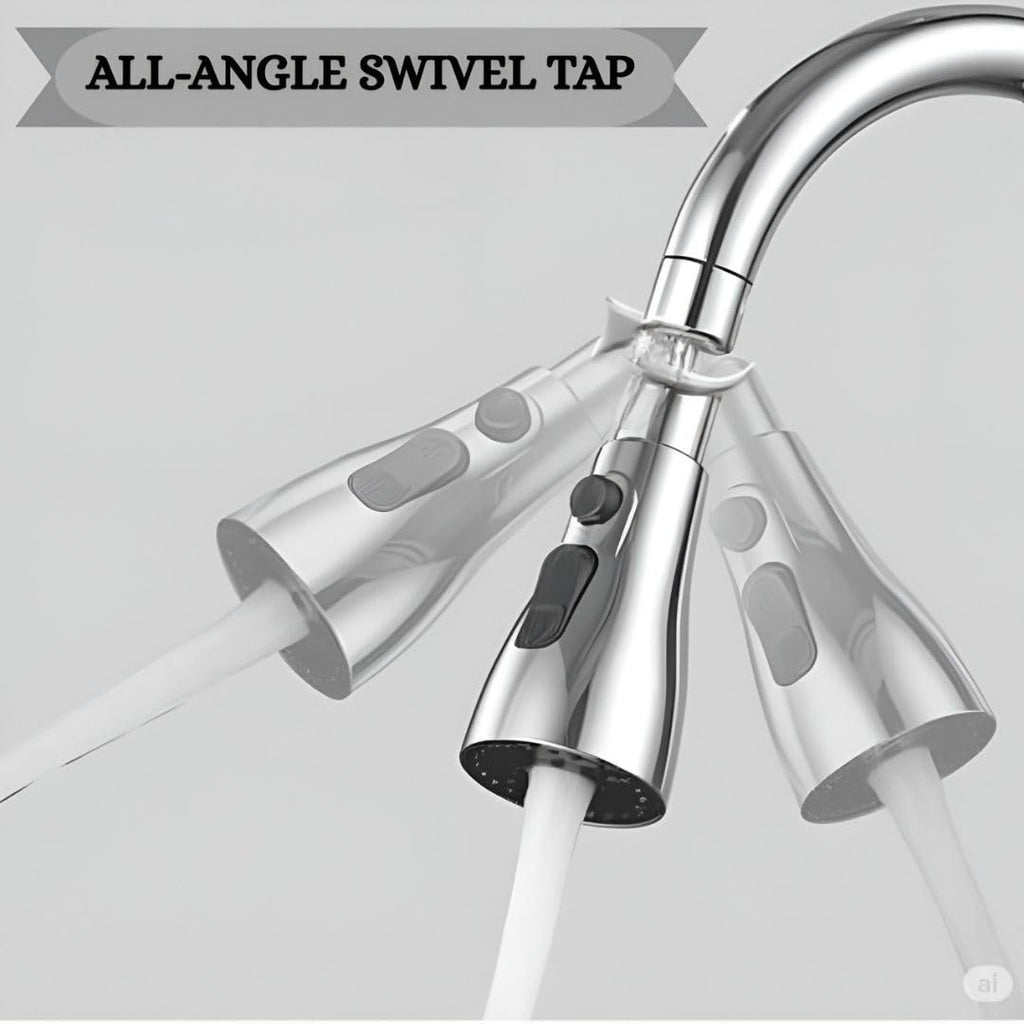 Misamo Enterprise Kitchen Faucet Extender, Chrome Plated, 3-Mode Spray Head, Flexible Extension