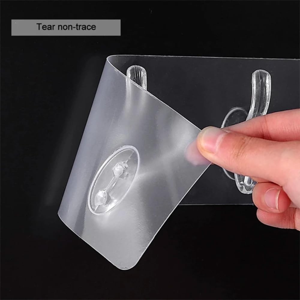 Zulaxy Wall Hanger Hooks for Hanging Clothes Home Kitchen Office Bathroom Bedroom Door, 2 Pack Self Adhesive Strong Hanger Hooks (6 Hooks Hanger, Transparent)