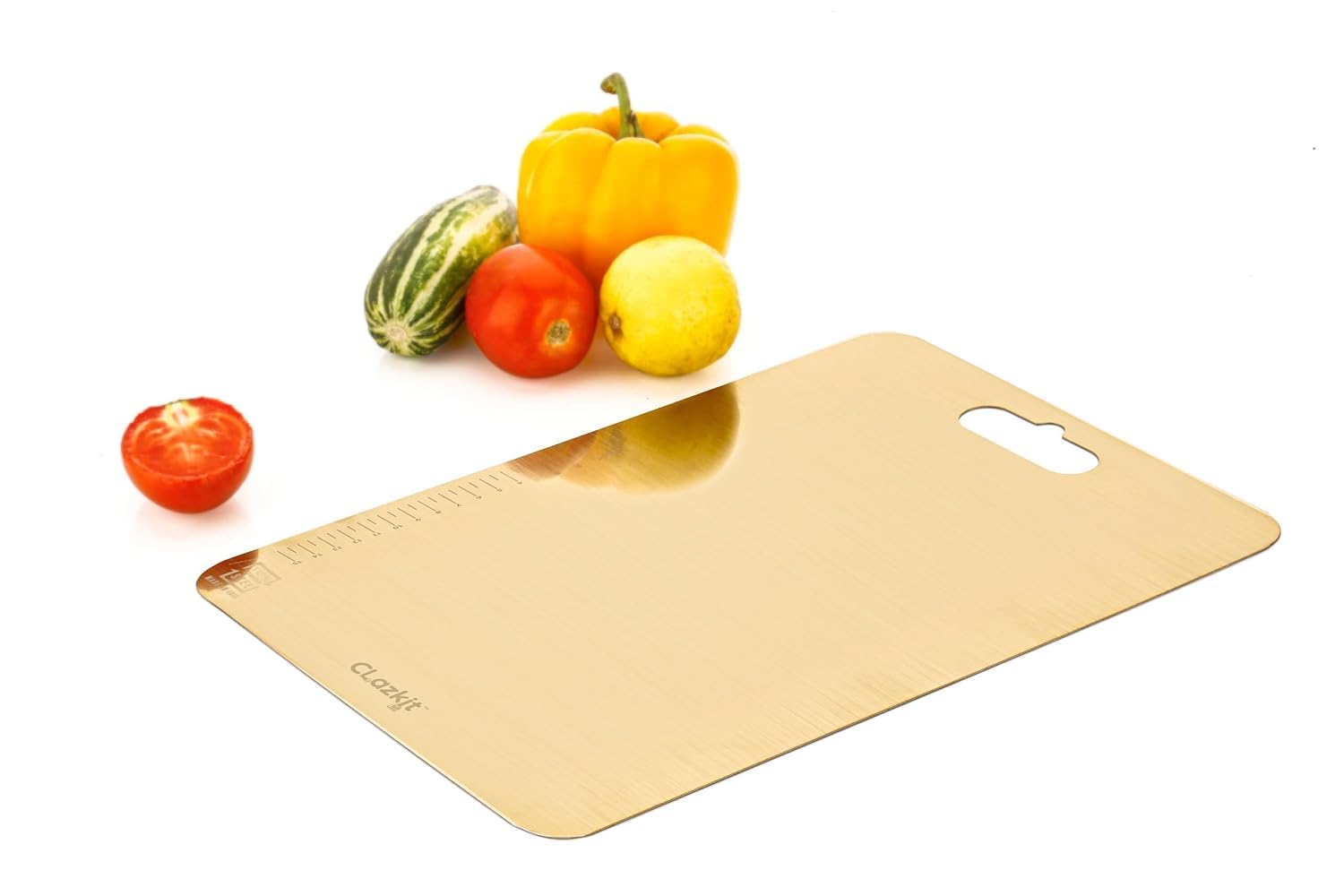 Clazkit Stainless Steel Chopping Board Vegetable,Fruit Cutting, Kneeding, Cake Prep, Heavy Duty Chopping-Board (Size 31.8CM X 21CM)