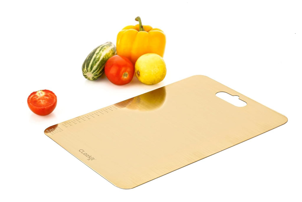 Clazkit Stainless Steel Chopping Board Vegetable,Fruit Cutting, Kneeding, Cake Prep, Heavy Duty Chopping-Board (Size 31.8CM X 21CM)