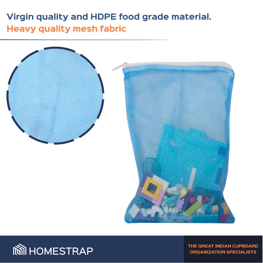 HomeStrap Reusable Mesh Fridge Storage Zipper Bags For Fruits And Vegetables(Multicolour, Standard) - Set of 12