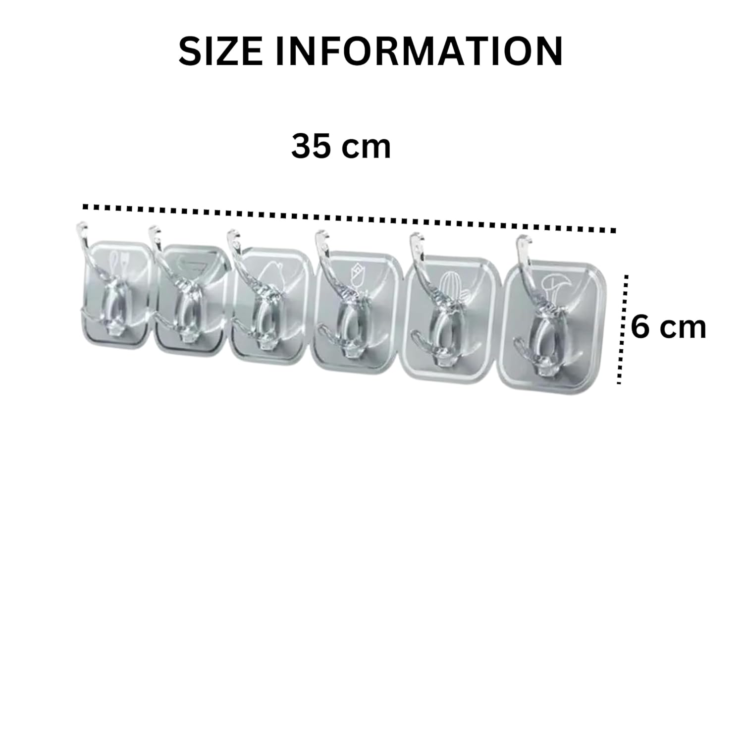 JIALTO 1 Pcs Wall Hanger Hooks for Wall Hook Clothes Hanging for Wall Strong Self Adhesive Magic Sticker Hook | Cloth Hanging Hook | Hooks for Clothes Hanging (6 Hook Strip)