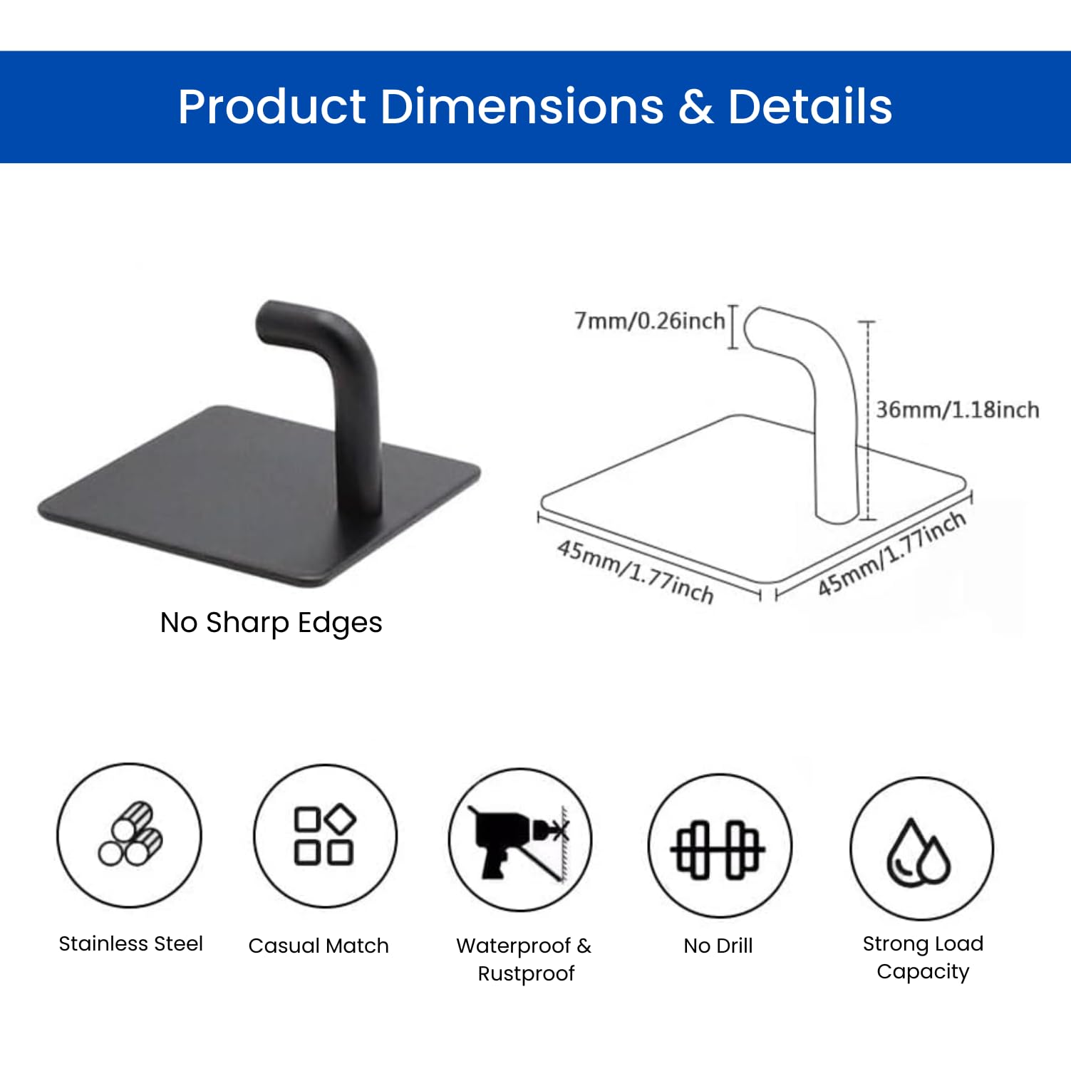 Zulaxy Wall Hanger Hooks for Hanging Clothes Home Kitchen Office Bathroom Bedroom Door, 2 Pack Self Adhesive Strong Hanger Hooks (6 Hooks Hanger, Transparent)