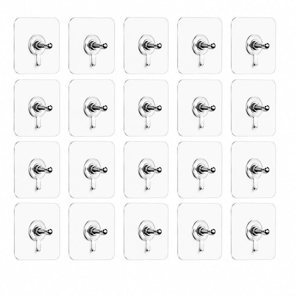 JIALTO Wall Hooks for Hanging Strong, Adhesive Hooks for Wall Heavy Duty, Wall hangings, Kitchen Accessories Items, Sticky Photo Frame Hangers (Pack of 20, Nail Hook)