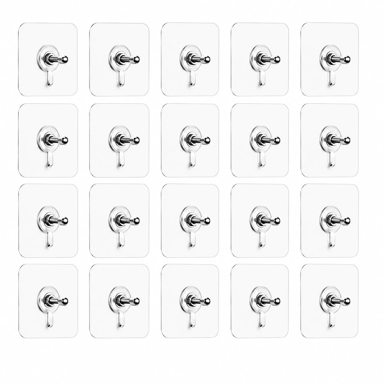JIALTO Wall Hooks for Hanging Strong, Adhesive Hooks for Wall Heavy Duty, Wall hangings, Kitchen Accessories Items, Sticky Photo Frame Hangers (Pack of 20, Nail Hook)