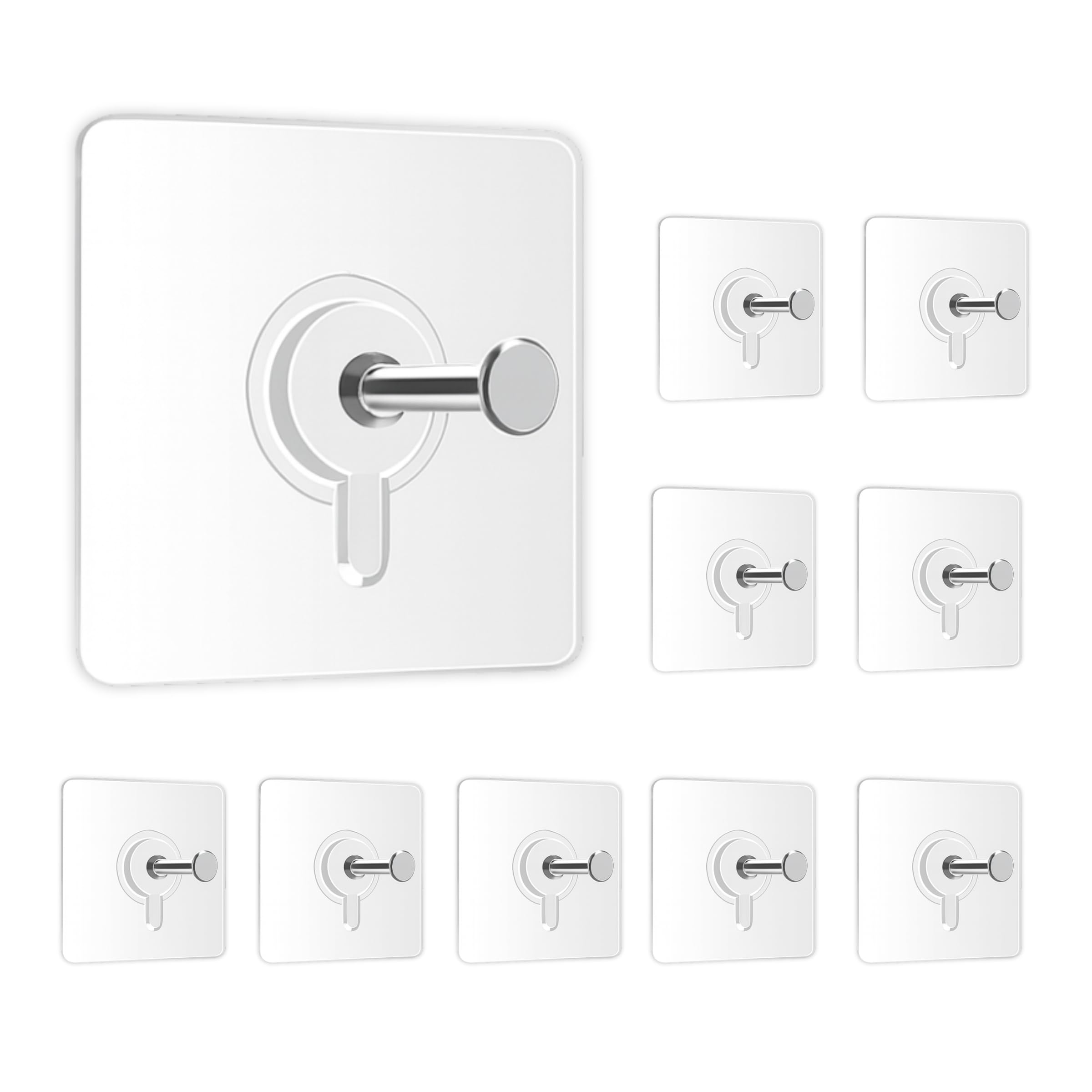 Zulaxy Wall Hanger Hooks for Hanging Clothes Home Kitchen Office Bathroom Bedroom Door, 2 Pack Self Adhesive Strong Hanger Hooks (6 Hooks Hanger, Transparent)