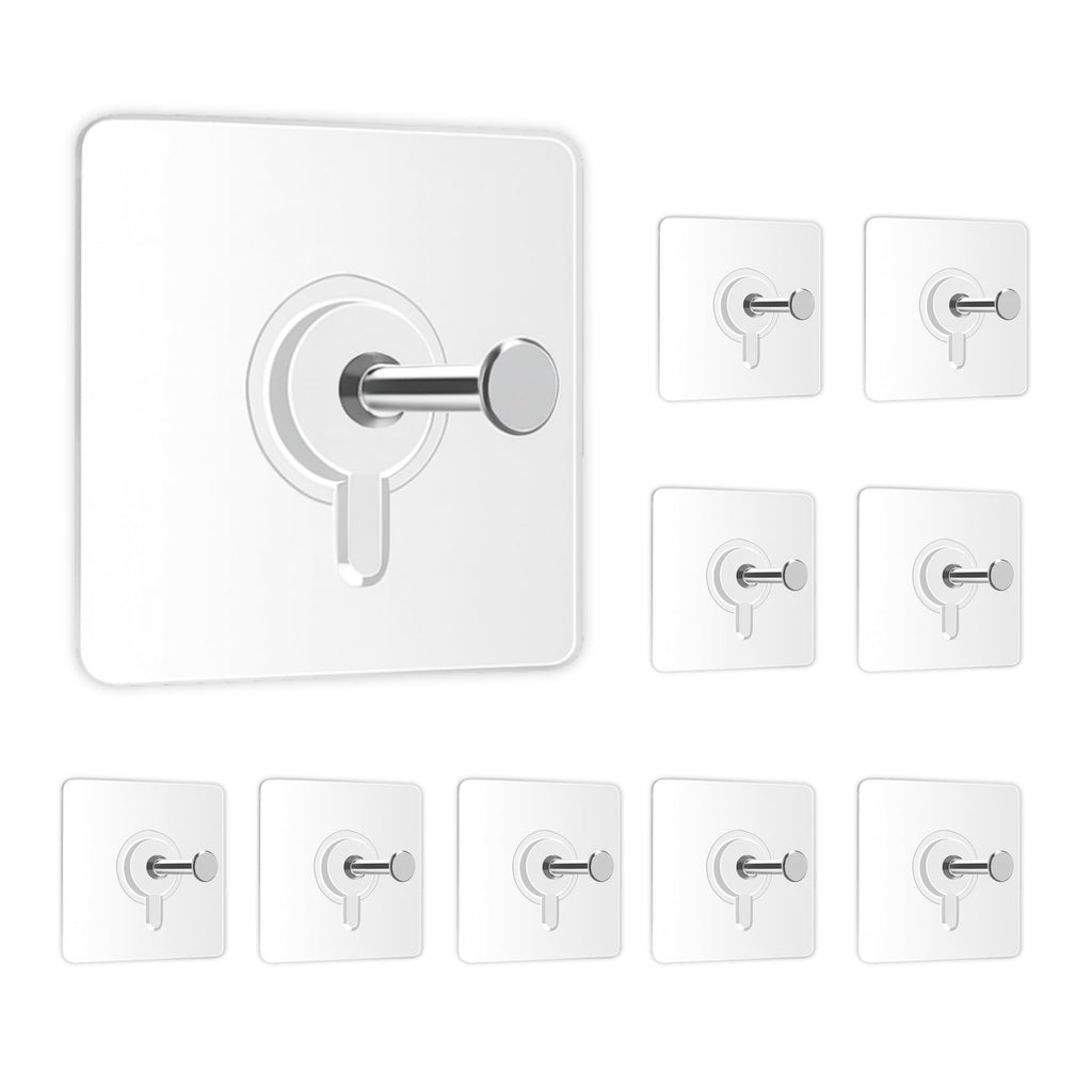 Zulaxy Wall Hanger Hooks for Hanging Clothes Home Kitchen Office Bathroom Bedroom Door, 2 Pack Self Adhesive Strong Hanger Hooks (6 Hooks Hanger, Transparent)