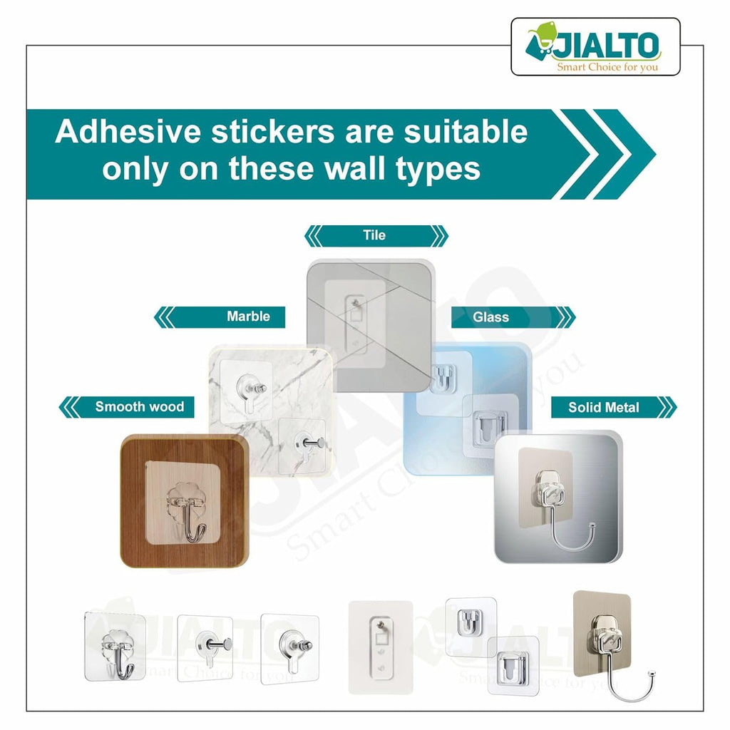JIALTO Wall Hooks for Hanging Strong, Adhesive Hooks for Wall Heavy Duty, Wall hangings, Kitchen Accessories Items, Sticky Photo Frame Hangers (Pack of 20, Nail Hook)