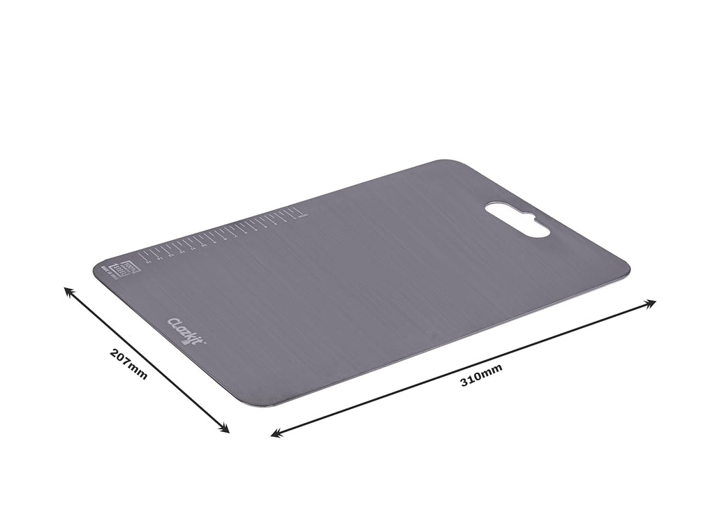 Clazkit Stainless Steel Chopping Board Vegetable,Fruit Cutting, Kneeding, Cake Prep, Heavy Duty Chopping-Board (Size 31.8CM X 21CM)