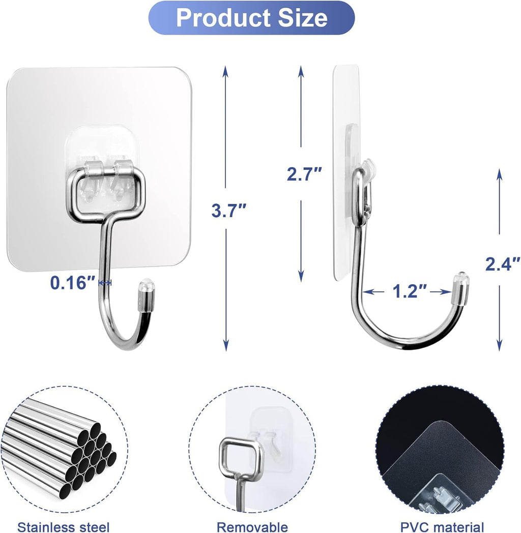 JIALTO Wall Hooks for Hanging Strong, Adhesive Hooks for Wall Heavy Duty, Wall hangings, Kitchen Accessories Items, Sticky Photo Frame Hangers (Pack of 20, Nail Hook)
