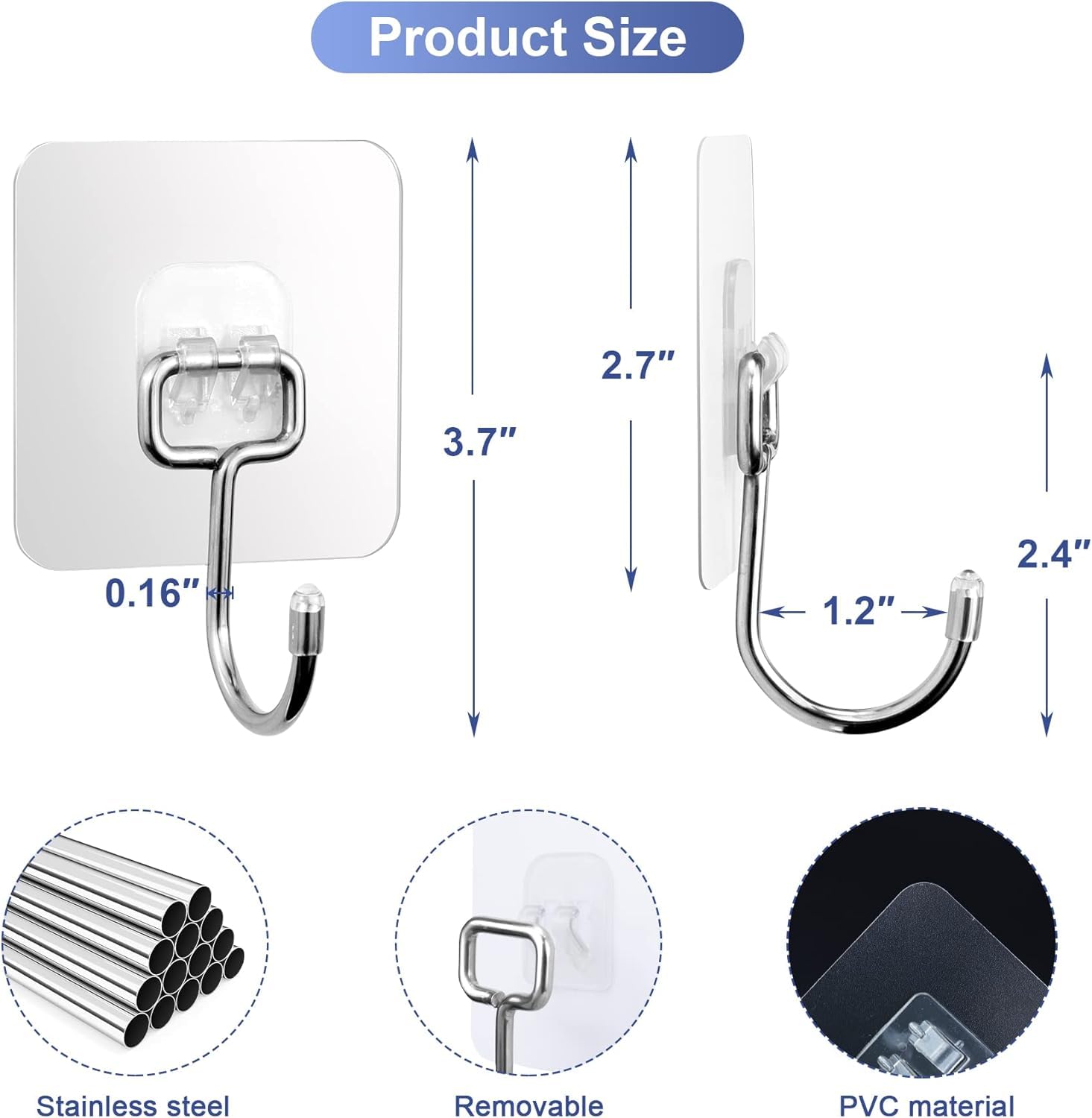 JIALTO Wall Hooks for Hanging Strong, Adhesive Hooks for Wall Heavy Duty, Wall hangings, Kitchen Accessories Items, Sticky Photo Frame Hangers (Pack of 20, Nail Hook)