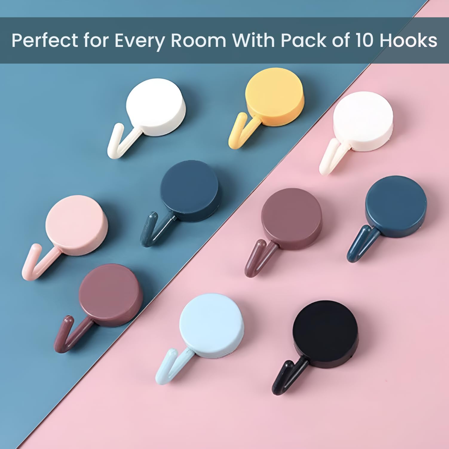 Zulaxy Wall Hanger Hooks for Hanging Clothes Home Kitchen Office Bathroom Bedroom Door, 2 Pack Self Adhesive Strong Hanger Hooks (6 Hooks Hanger, Transparent)