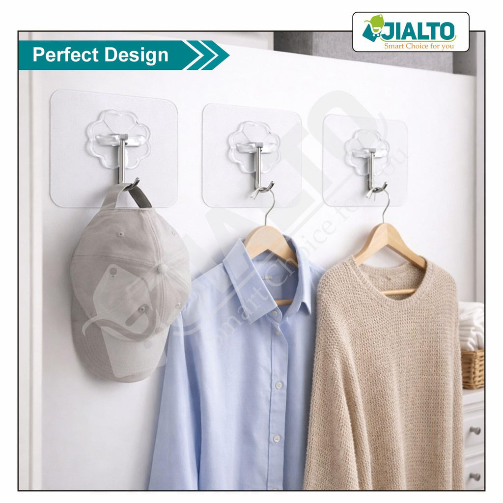 JIALTO Wall Hooks for Hanging Strong, Adhesive Hooks for Wall Heavy Duty, Wall hangings, Kitchen Accessories Items, Sticky Photo Frame Hangers (Pack of 20, Nail Hook)