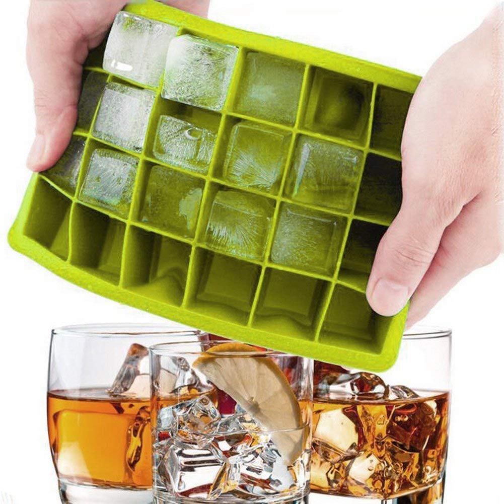 Clazkit Silicone Ice Cube Trays 2 Pcs Square Pop Up Ice Cube Mold Trays with 24 Cavities for Freezer with Easy Release Flexible, Stackable Whiskey Bar Ice Cube Moulds (Multicolor)