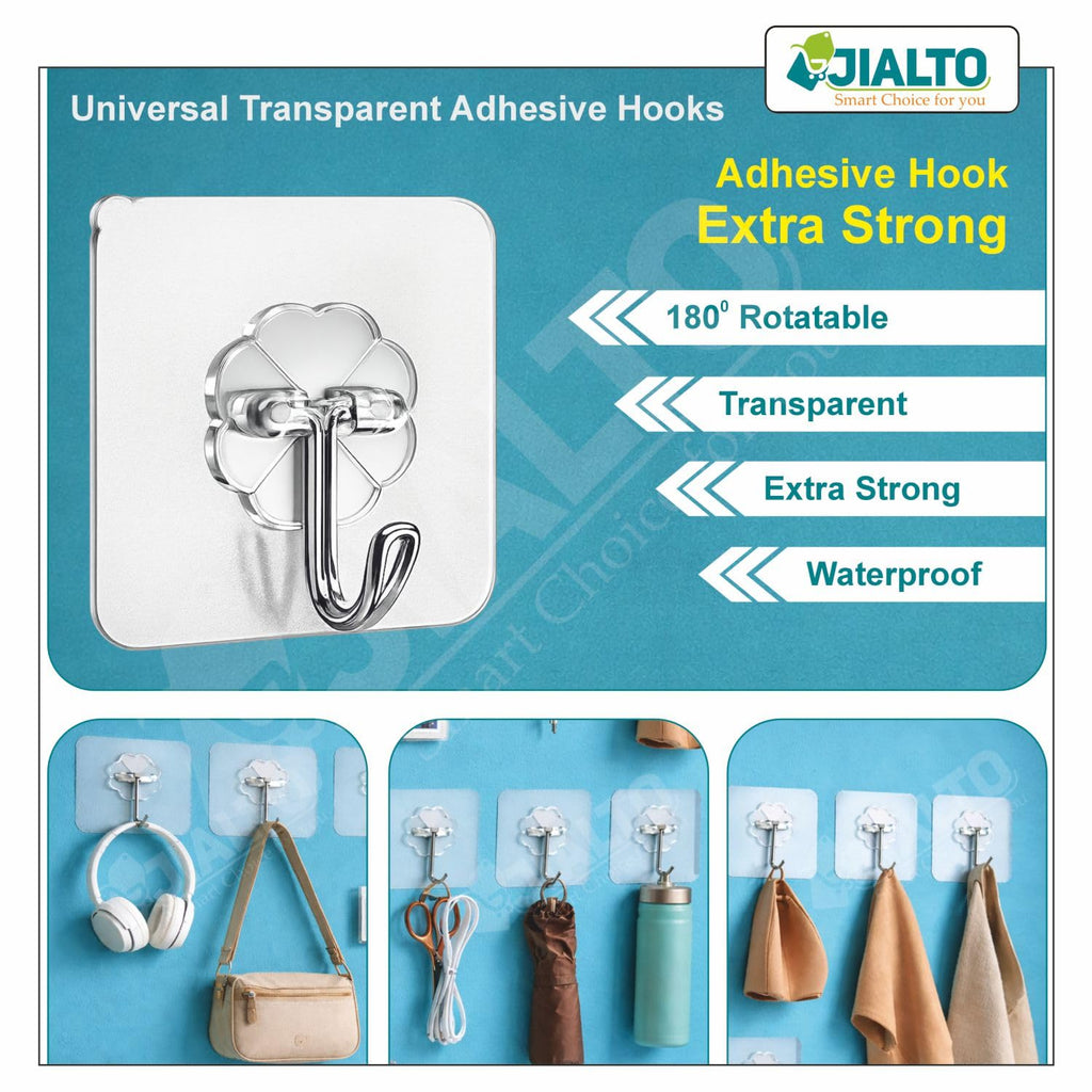 JIALTO Wall Hooks for Hanging Strong, Adhesive Hooks for Wall Heavy Duty, Wall hangings, Kitchen Accessories Items, Sticky Photo Frame Hangers (Pack of 20, Nail Hook)