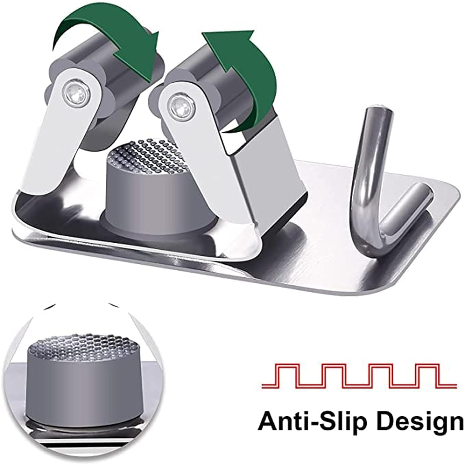 JIALTO 2 Pieces Stainless Steel Broom Holder with Hook - Wall-Mounted Adhesive Waterproof Rustproof Heavy Duty Broom and Mop Stick Holder for Home, Kitchen,
