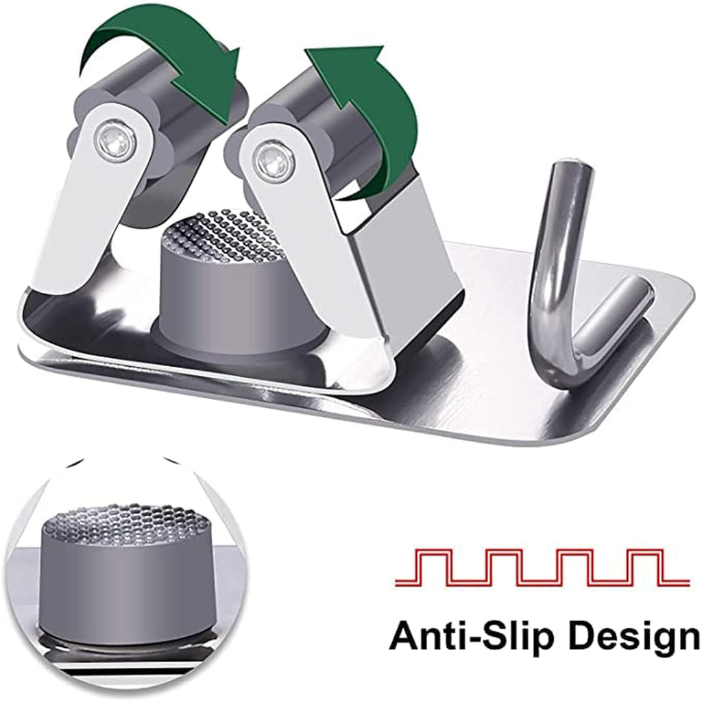 JIALTO 2 Pieces Stainless Steel Broom Holder with Hook - Wall-Mounted Adhesive Waterproof Rustproof Heavy Duty Broom and Mop Stick Holder for Home, Kitchen,