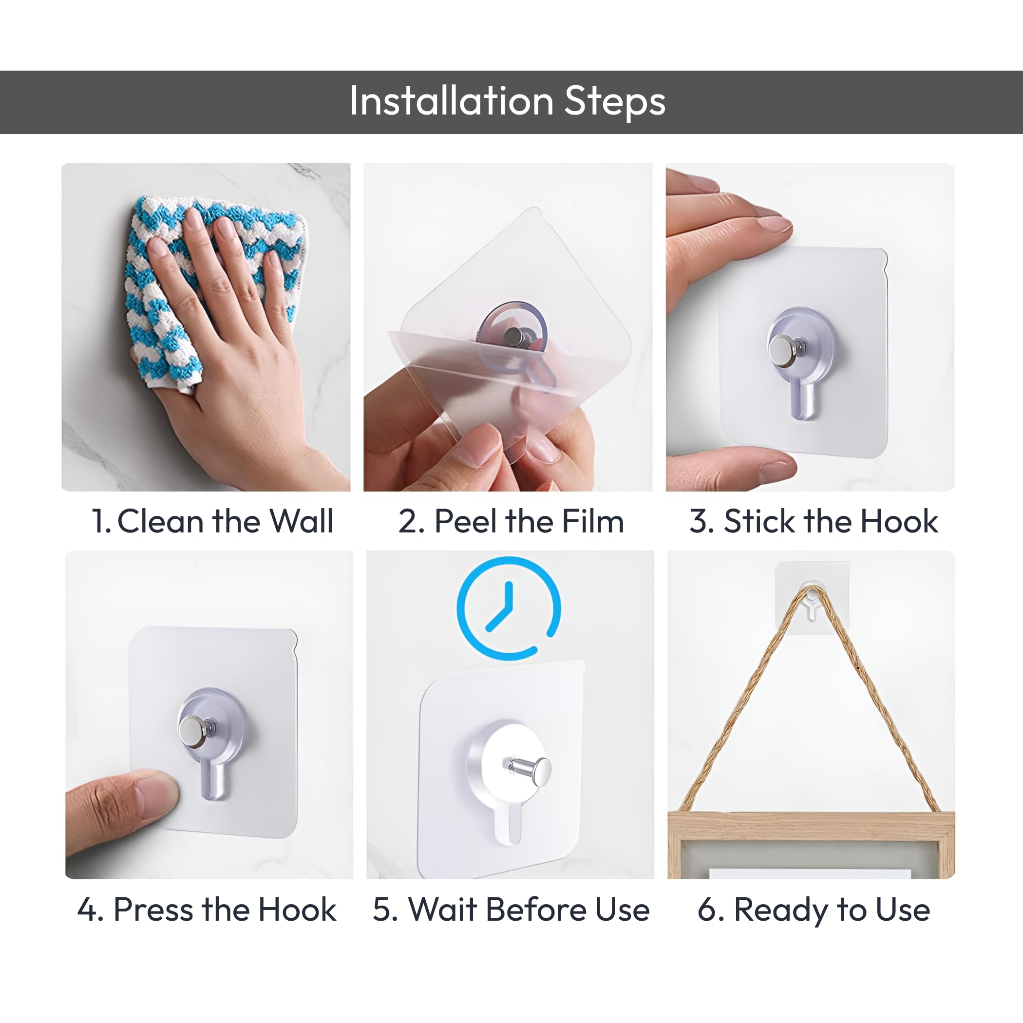 Zulaxy Wall Hanger Hooks for Hanging Clothes Home Kitchen Office Bathroom Bedroom Door, 2 Pack Self Adhesive Strong Hanger Hooks (6 Hooks Hanger, Transparent)