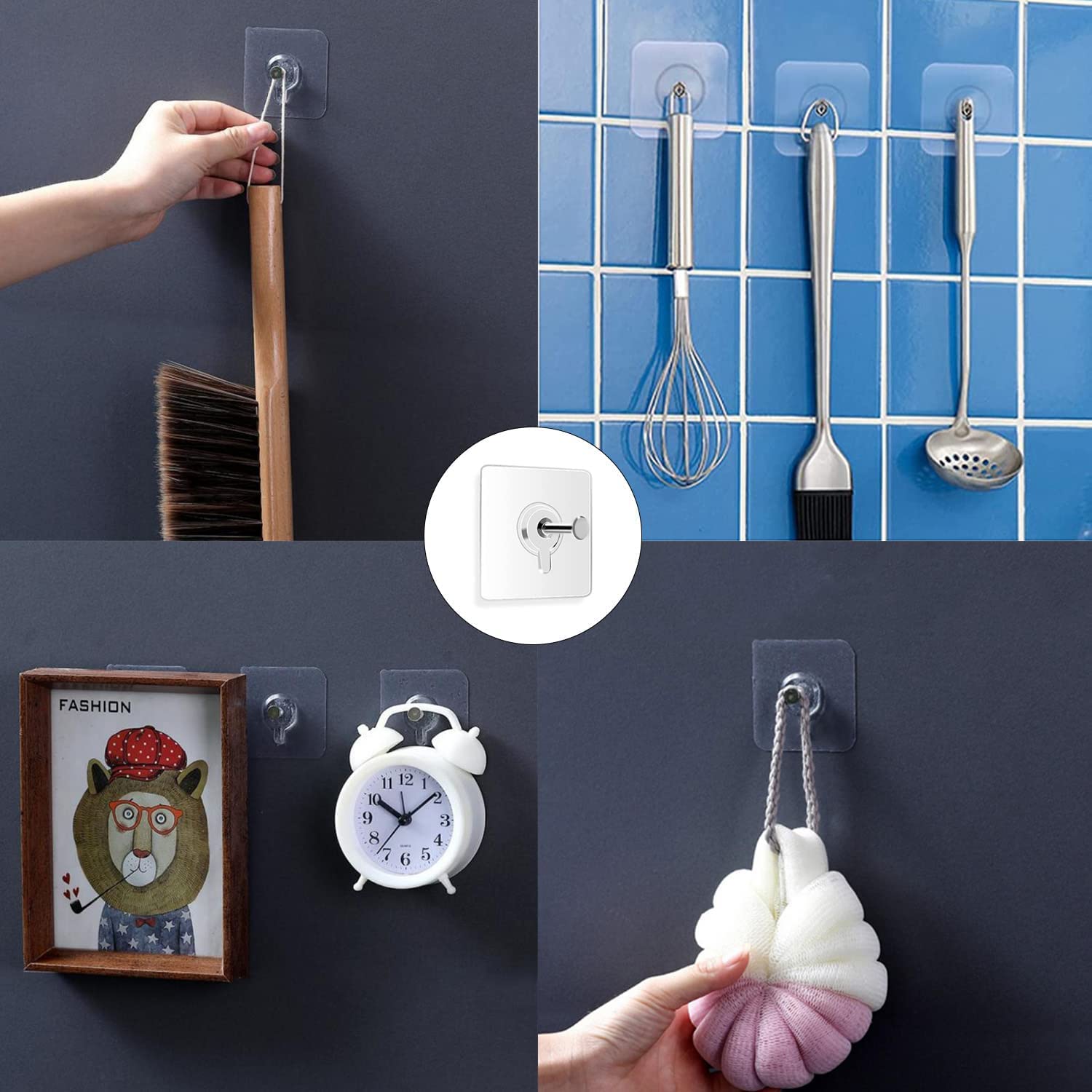 JIALTO Wall Hooks for Hanging Strong, Adhesive Hooks for Wall Heavy Duty, Wall hangings, Kitchen Accessories Items, Sticky Photo Frame Hangers (Pack of 20, Nail Hook)