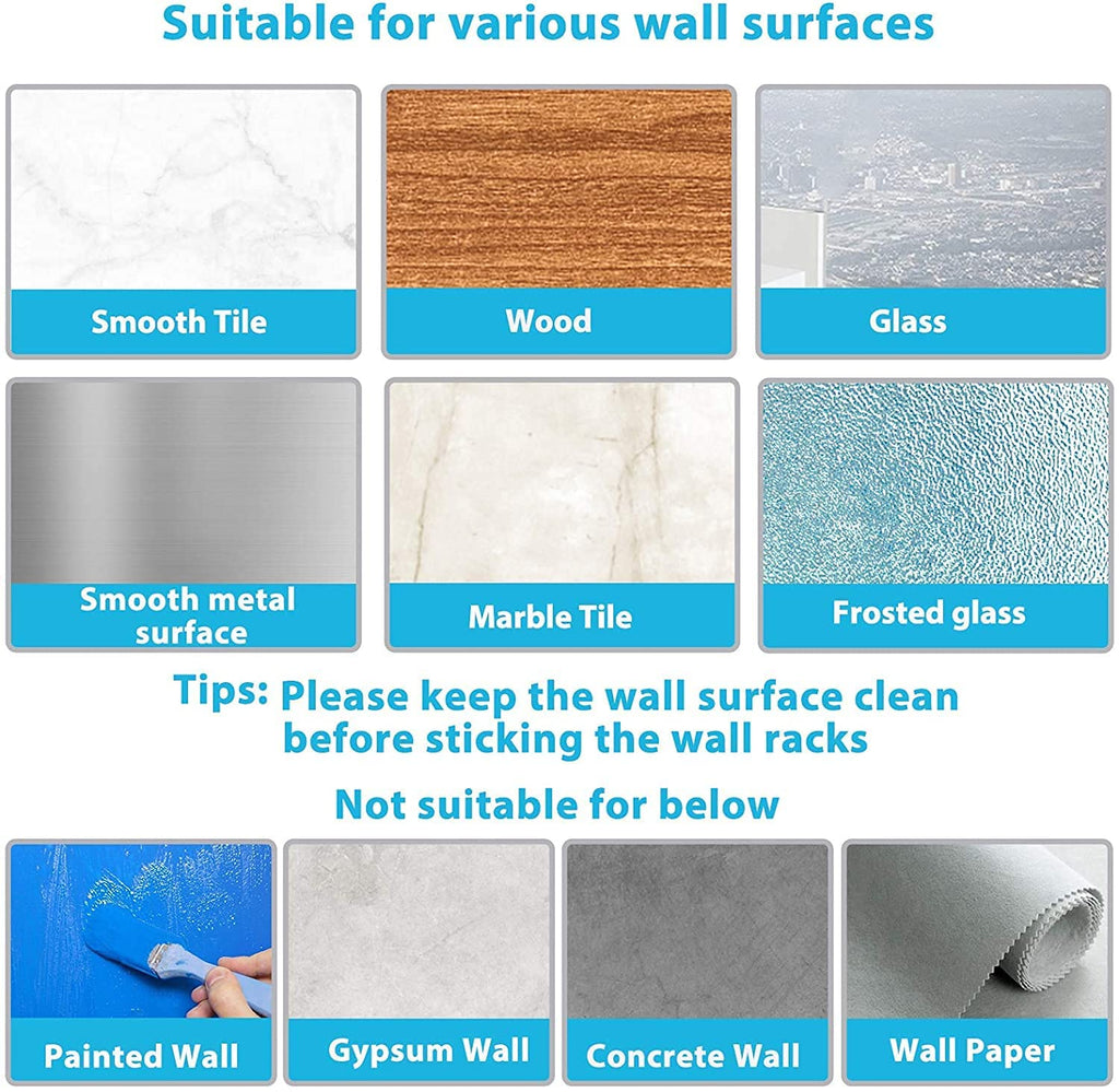 JIALTO 2 Pieces Stainless Steel Broom Holder with Hook - Wall-Mounted Adhesive Waterproof Rustproof Heavy Duty Broom and Mop Stick Holder for Home, Kitchen,