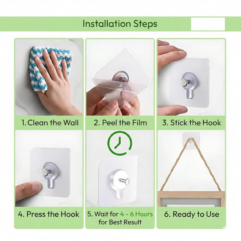 JIALTO Wall Hooks for Hanging Strong, Adhesive Hooks for Wall Heavy Duty, Wall hangings, Kitchen Accessories Items, Sticky Photo Frame Hangers (Pack of 20, Nail Hook)