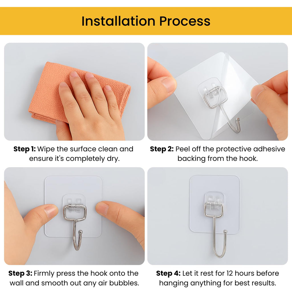 Zulaxy Wall Hanger Hooks for Hanging Clothes Home Kitchen Office Bathroom Bedroom Door, 2 Pack Self Adhesive Strong Hanger Hooks (6 Hooks Hanger, Transparent)