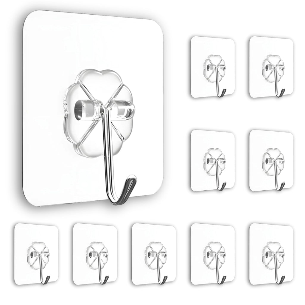 Zulaxy Wall Hanger Hooks for Hanging Clothes Home Kitchen Office Bathroom Bedroom Door, 2 Pack Self Adhesive Strong Hanger Hooks (6 Hooks Hanger, Transparent)