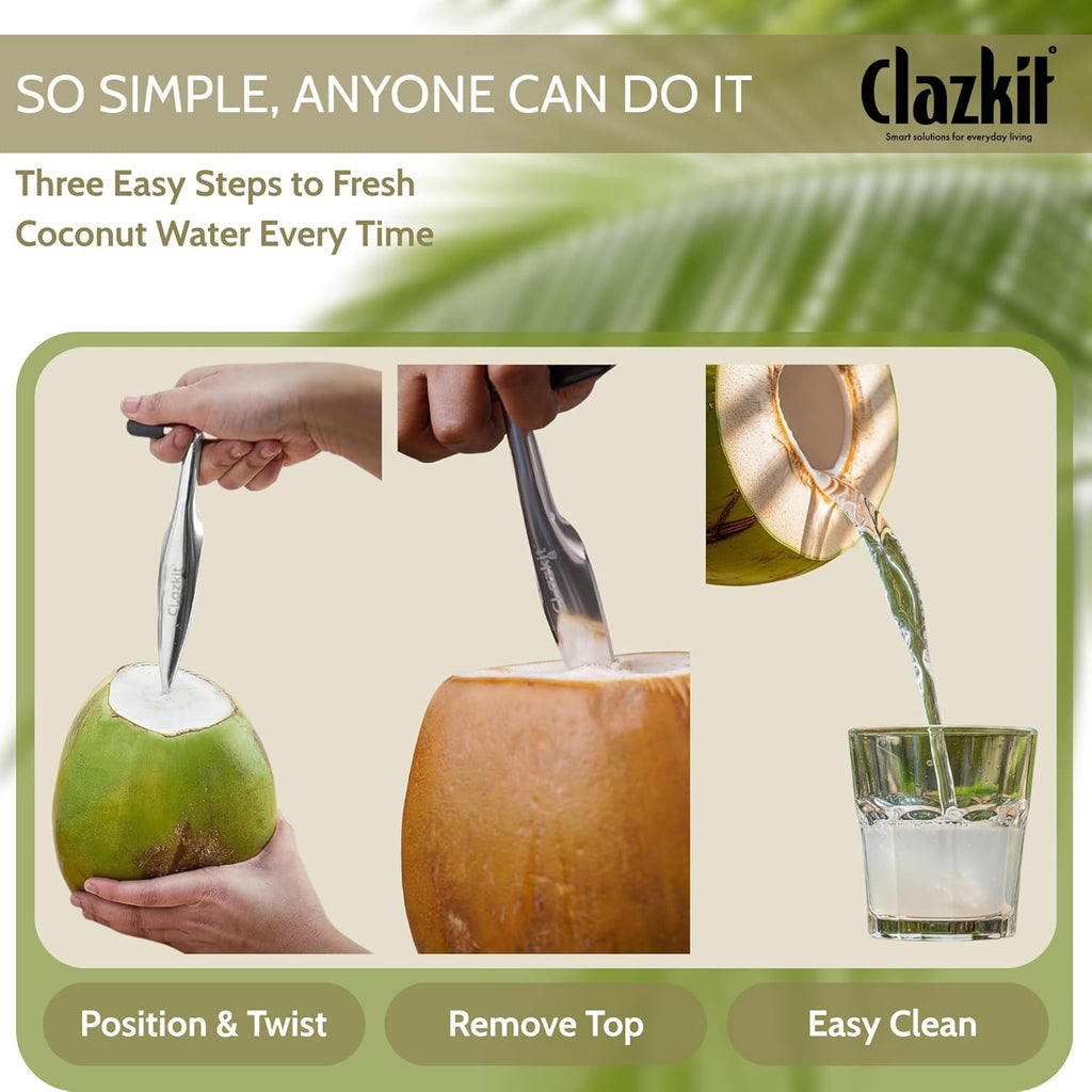 Clazkit Stainless Steel Coconut Opener Tool, Coconut Driller, Coconut Opener Machine, Coconut Opener Knife, Coconut Water Opener- (Pack- 1)