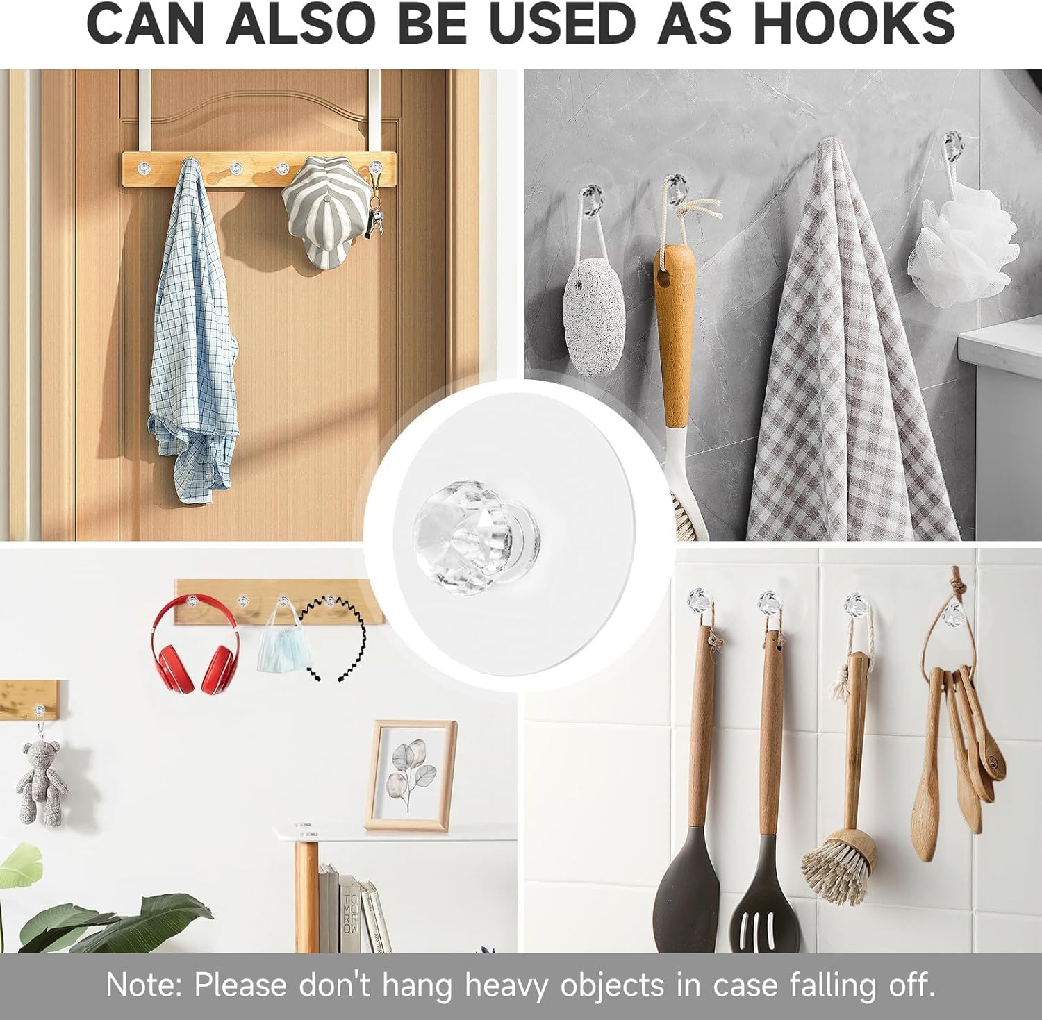 JIALTO Wall Hooks for Hanging Strong, Adhesive Hooks for Wall Heavy Duty, Wall hangings, Kitchen Accessories Items, Sticky Photo Frame Hangers (Pack of 20, Nail Hook)