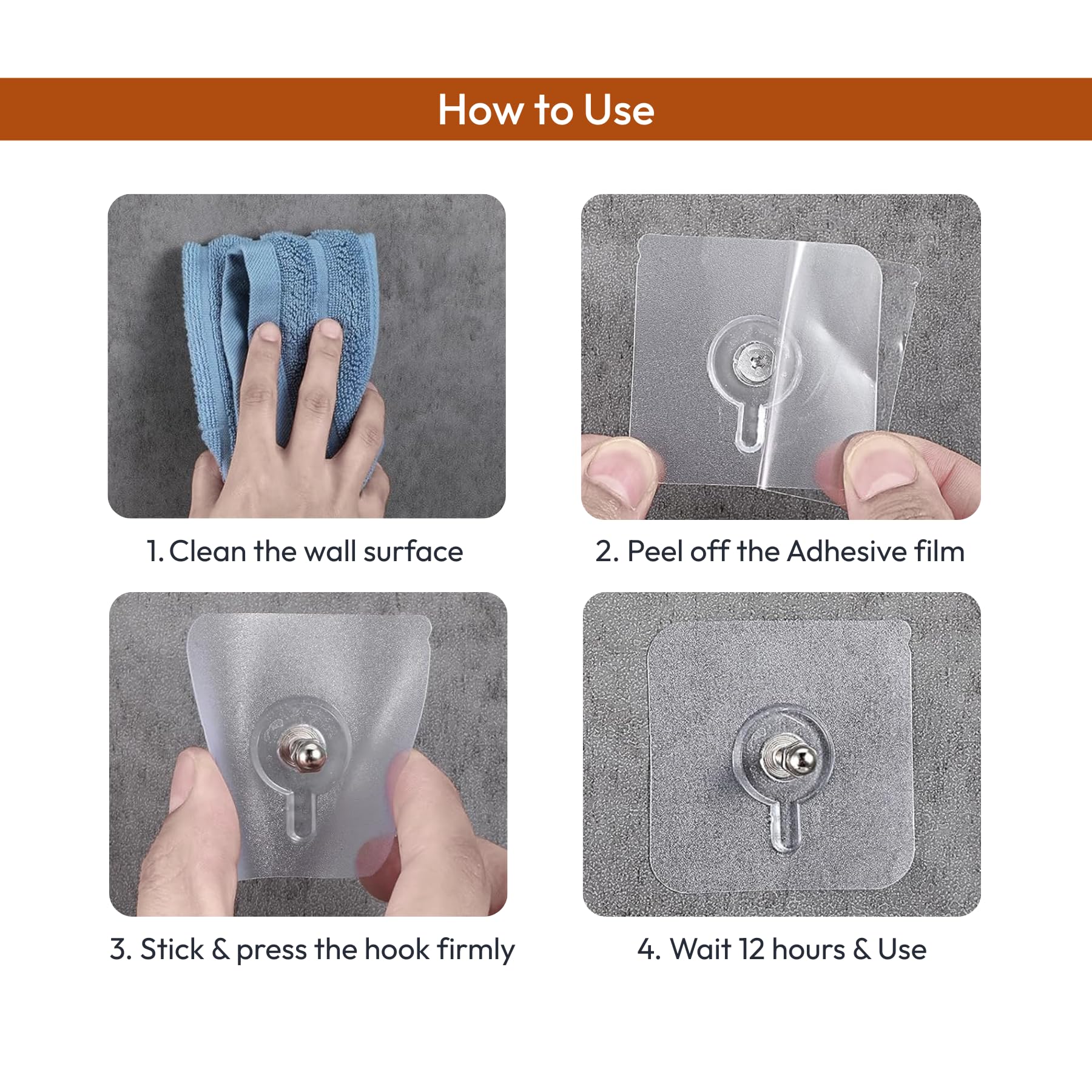 Zulaxy Wall Hanger Hooks for Hanging Clothes Home Kitchen Office Bathroom Bedroom Door, 2 Pack Self Adhesive Strong Hanger Hooks (6 Hooks Hanger, Transparent)