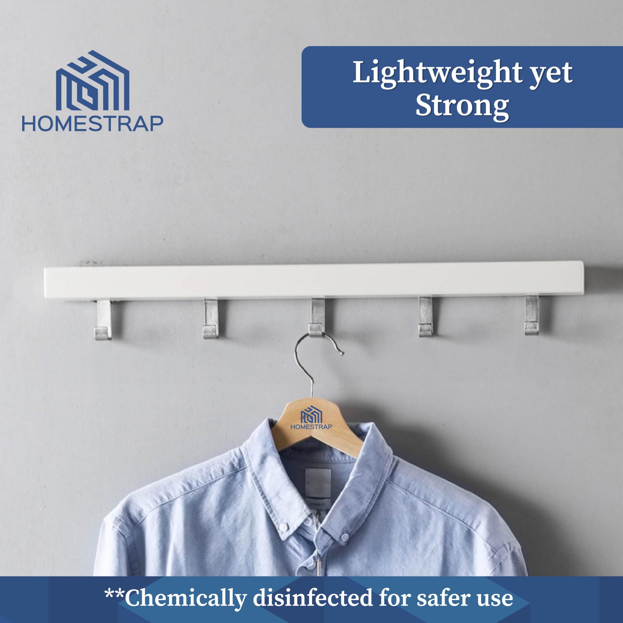 Homestrap Premium Round Bar Wooden Hanger (Pack of 12)| Durable Wooden Garment Hangers with Cut Notches & 360 Degree Swivel Chrome Hook for Hanging Heavy Clothes