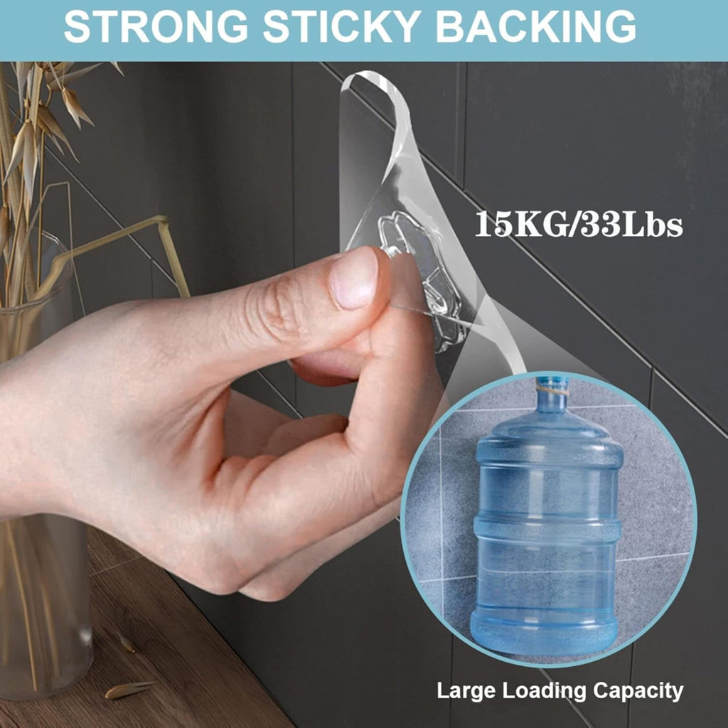 Zulaxy Wall Hanger Hooks for Hanging Clothes Home Kitchen Office Bathroom Bedroom Door, 2 Pack Self Adhesive Strong Hanger Hooks (6 Hooks Hanger, Transparent)